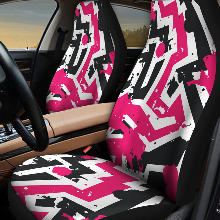Pink Color Grunge Graffiti Geometric Shapes All Over Print All Over Print Car Seat Cover