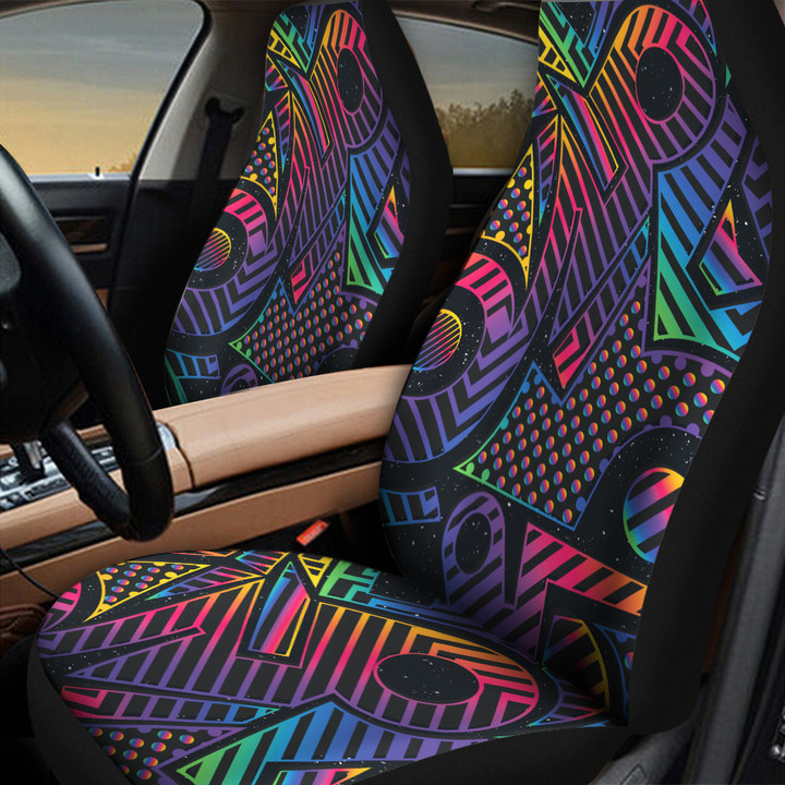 Neon Graffiti Bright Colorful Retro Style Disco Pattern All Over Print Car Seat Cover