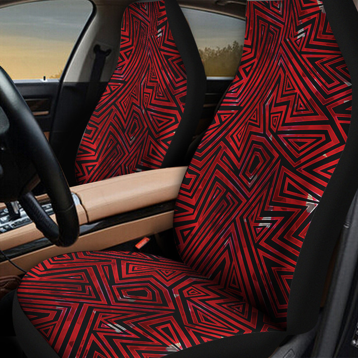 Red And Black Triangle Pattern Geometric Texture All Over Print Car Seat Cover