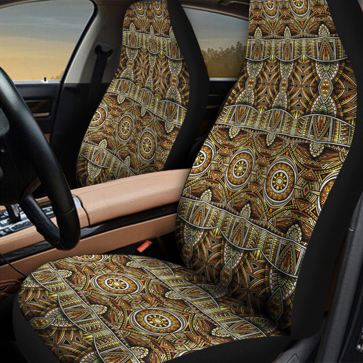 Yellow Mirror Aztec Pattern Vintage Tribal Texture All Over Print Car Seat Cover