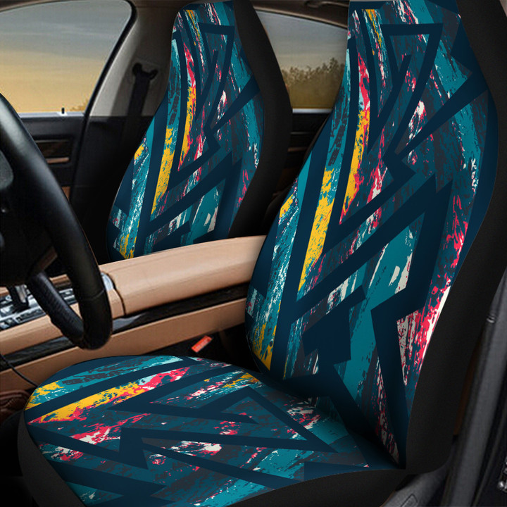 Charcoal Grunge Graffiti Geometric Shapes All Over Print All Over Print Car Seat Cover