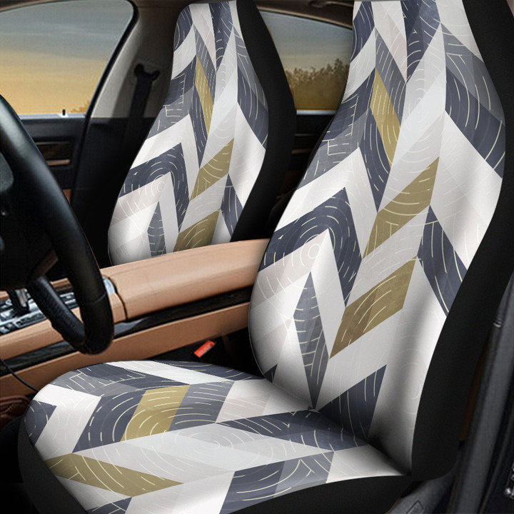 Chevrons Stripes Harlequin Pattern Black And White Geomectric All Over Print Car Seat Cover