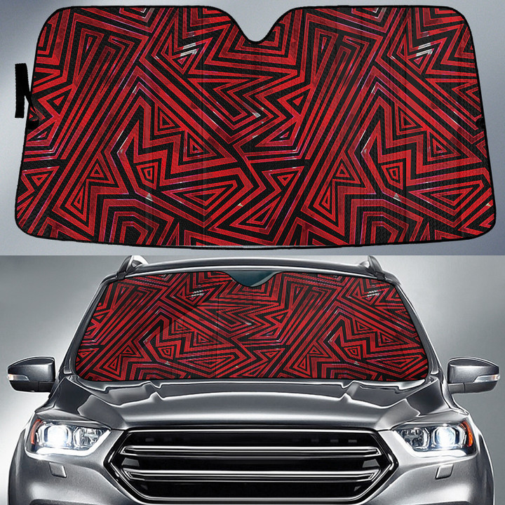 Red And Black Triangle Pattern Geometric Texture Car Sun Shades Cover Auto Windshield