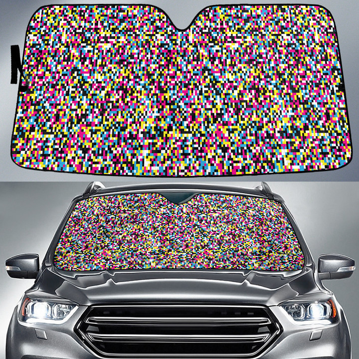 Colorful Pixel Mosaic Pattern All Over Print Car Sun Shades Cover Auto Windshield