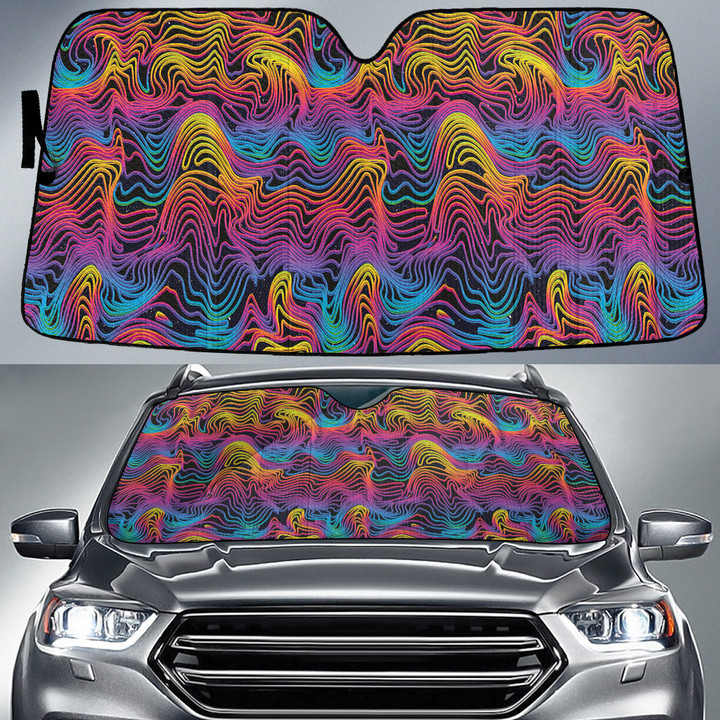 Rainbow Wave Symbol Abstract Theme Car Sun Shades Cover Auto Windshield