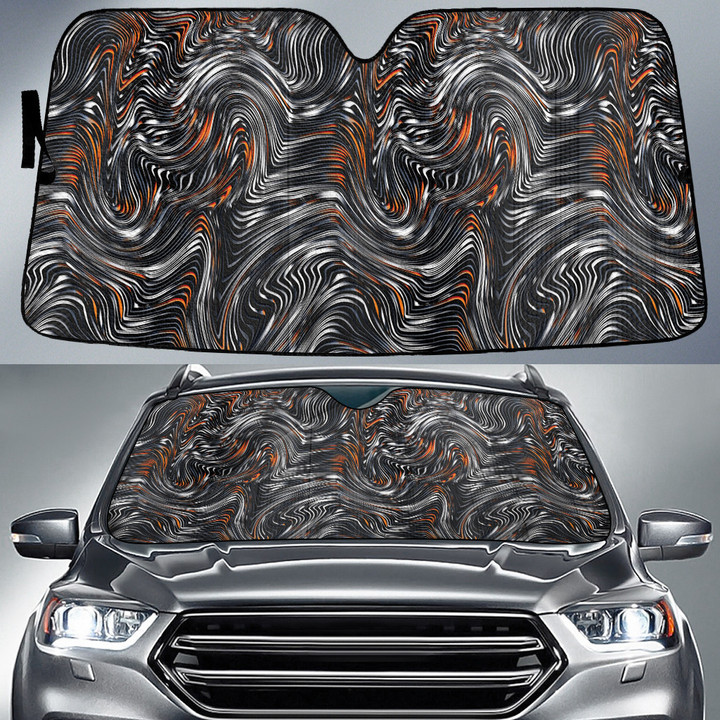 Black And Orange Starry Night Psychedelic Neon Swirls Pattern Car Sun Shades Cover Auto Windshield