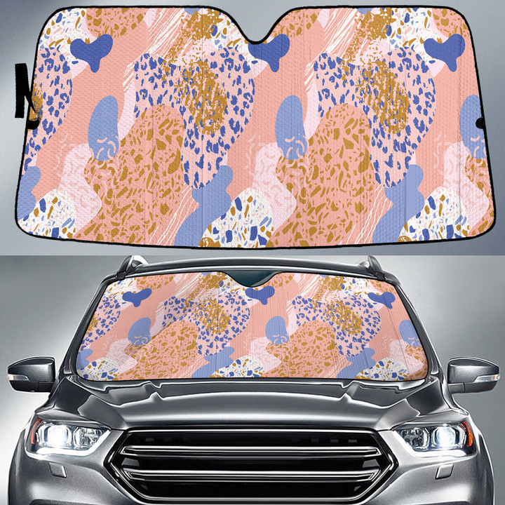 Orange And Blue Tone Leopard Skin Texture All Over Print Car Sun Shades Cover Auto Windshield