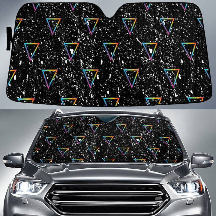 Rainbow Triangle Symbol Black And White Dust Galaxy Theme Car Sun Shades Cover Auto Windshield