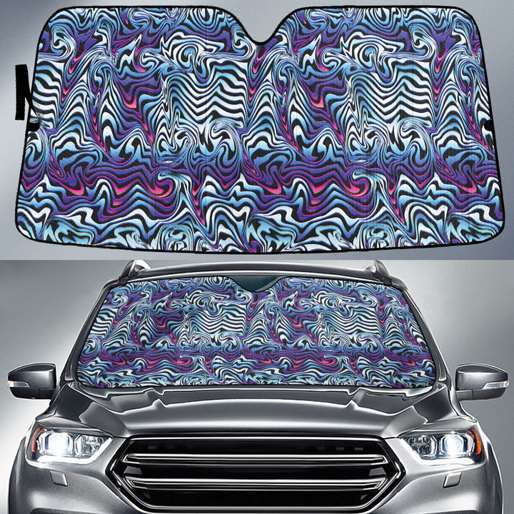 Blue Starry Night Psychedelic Neon Swirls Pattern Car Sun Shades Cover Auto Windshield