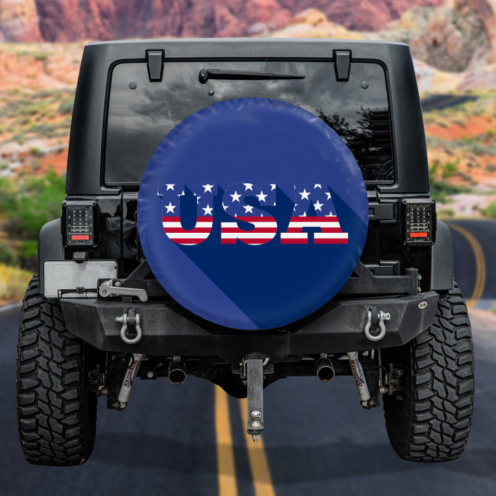 Independence Day American Flag Pattern Navy Theme Printed Car Spare Tire Cover