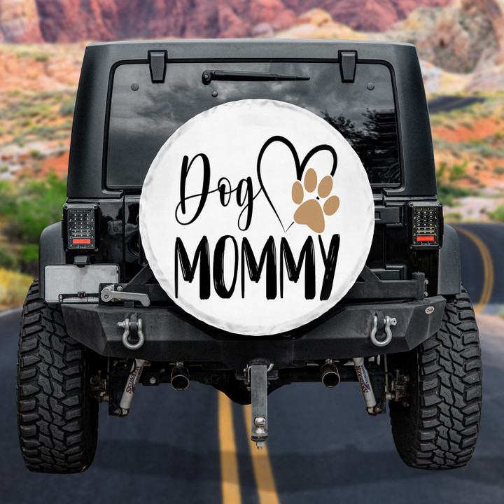 American Dog Mommy Pet Lovers White Theme Printed Car Spare Tire Cover