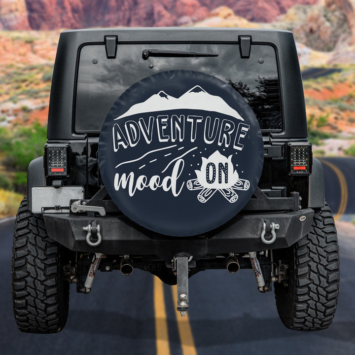 Adventure Mood On Fire Summer Vibe Black Theme Printed Car Spare Tire Cover