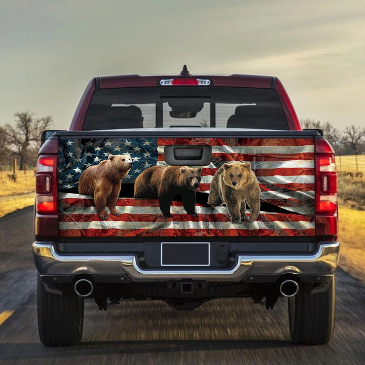 Bears USA Flag Truck Tailgate Decal Car Back Sticker