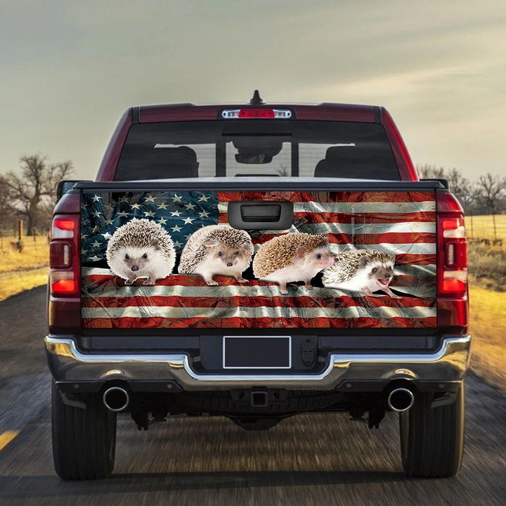 Porcupines USA Flag Truck Tailgate Decal Car Back Sticker