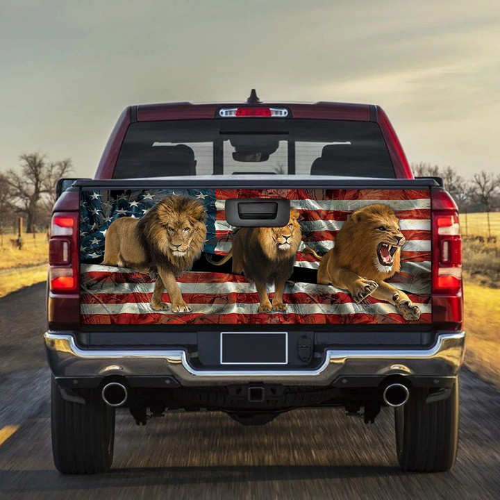 Lions USA Flag Truck Tailgate Decal Car Back Sticker