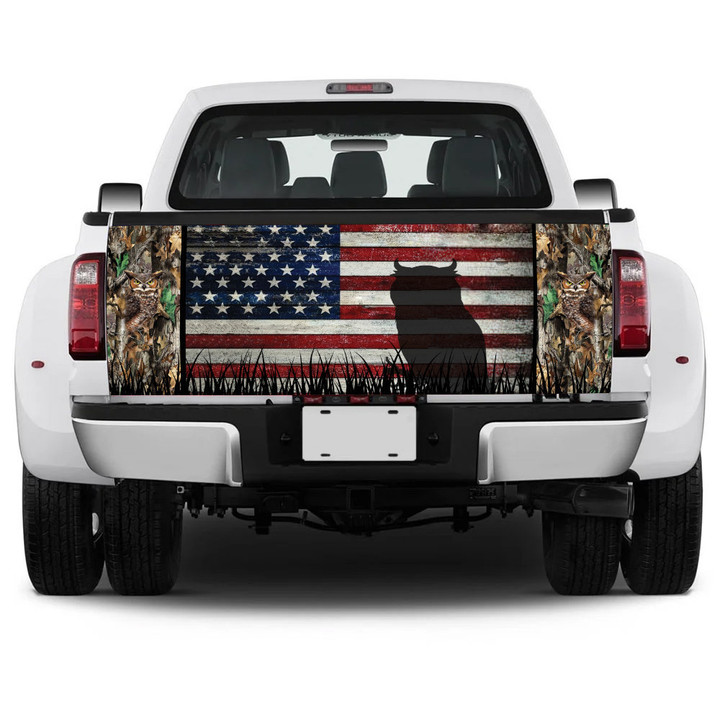 Owl Silhouette USA Flag Truck Tailgate Decal Car Back Sticker