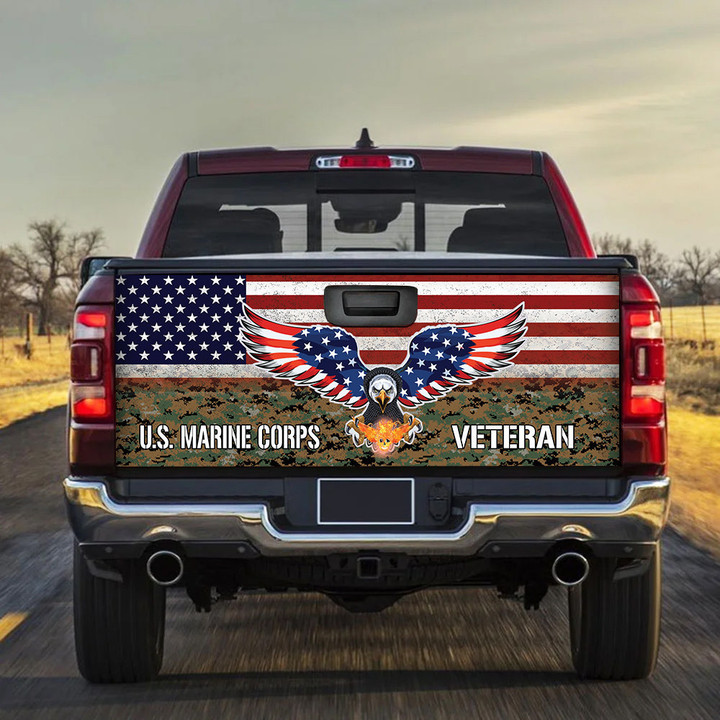 US Marine Corps Veteran Eagle USA Flag Truck Tailgate Decal Car Back Sticker
