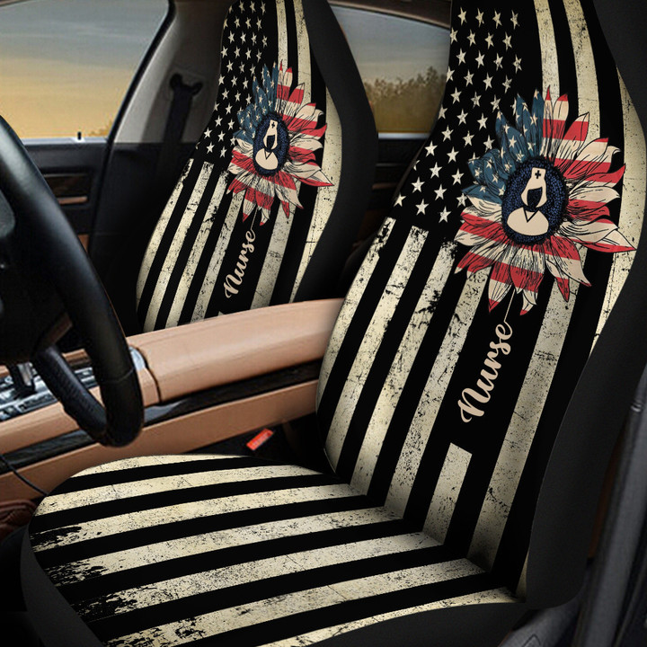 America Flag Sunflower Pattern Nurse Car Seat Cover