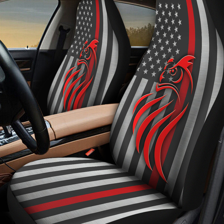 Owl Inside America Flag Red Car Seat Cover
