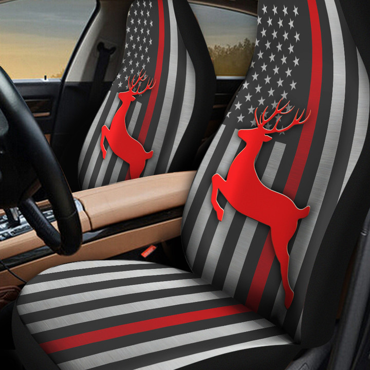 Deer Inside America Flag Red Car Seat Cover