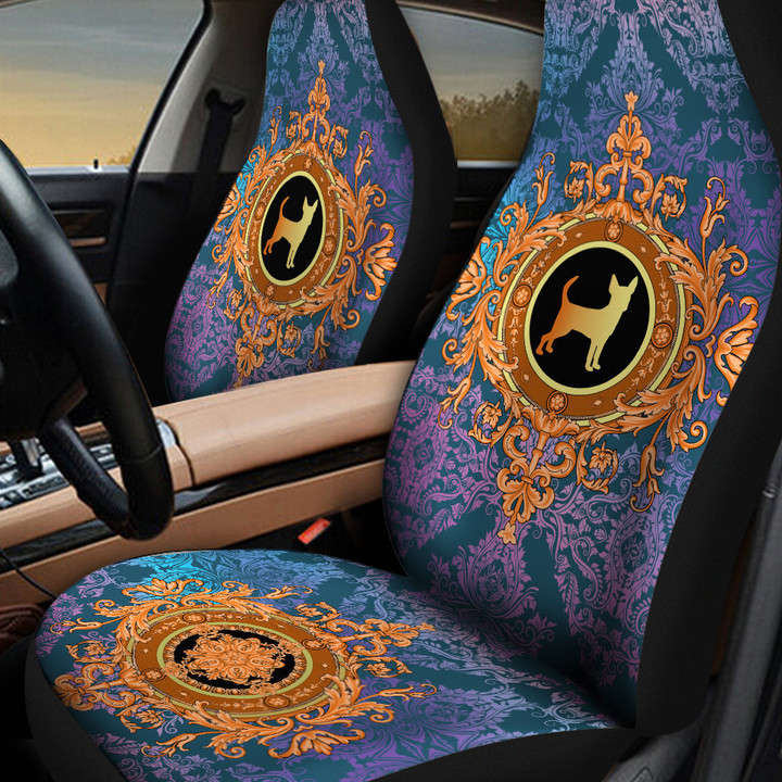 Chihuahua Golden Vintage Pattern Car Seat Cover
