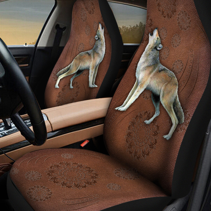 Wolf Flower Leather Pattern Car Seat Cover