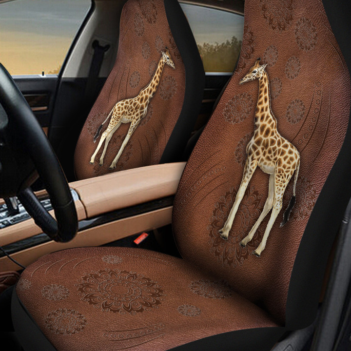 Giraffe Flower Leather Pattern Car Seat Cover