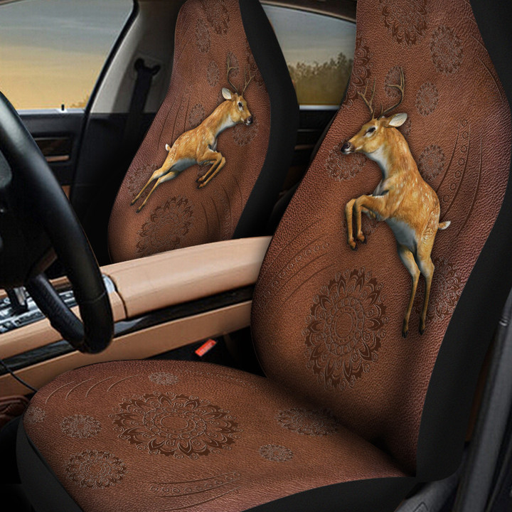 Deer Flower Leather Pattern Car Seat Cover