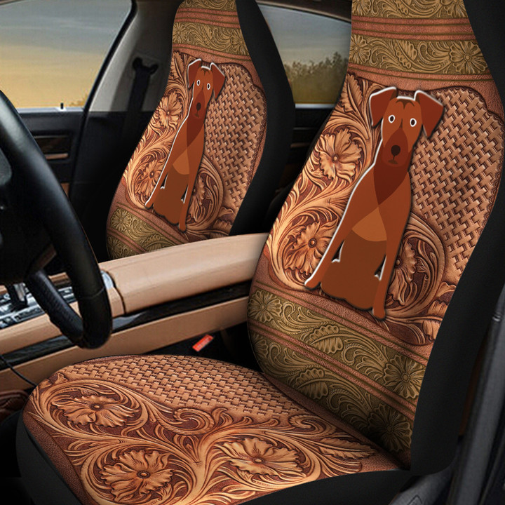 German Pinscher Leather Carving Pattern Car Seat Cover