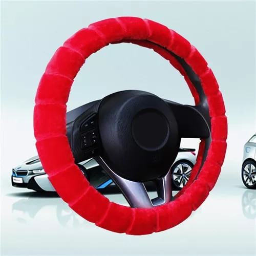 Universal Braid Red Girls Plush Car Steering Wheel Cover