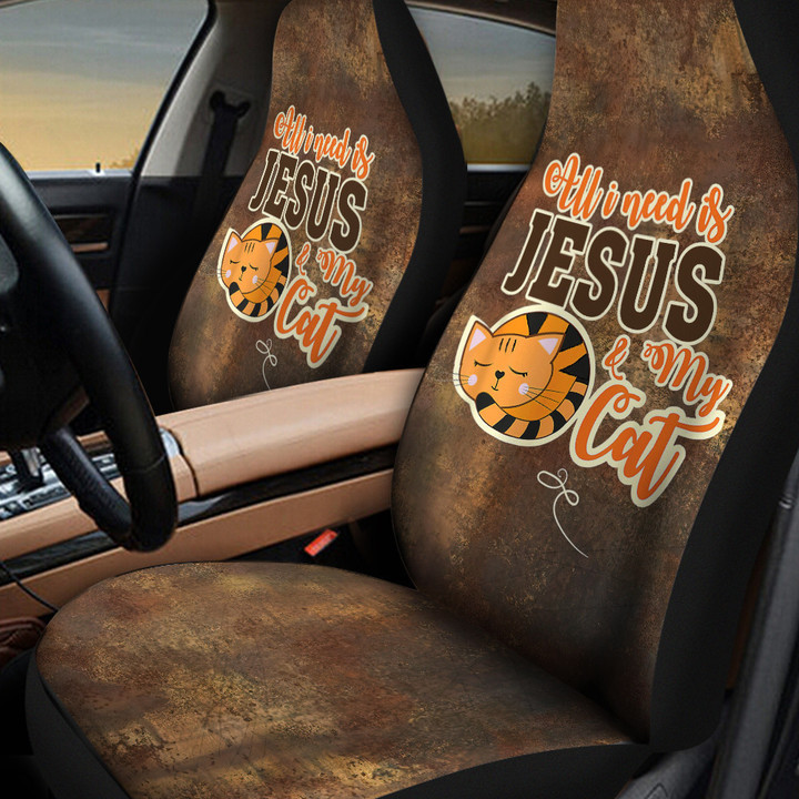 All I Need Is Jesus And My Cat Car Seat Cover