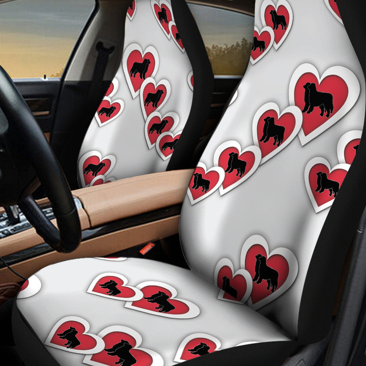 Australian Shepherd Red Heart In White Background Car Seat Covers