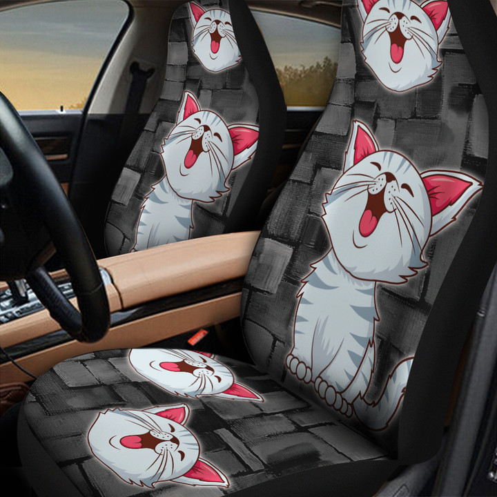 Cat With Rectangle Shapes In Black And Gray Background Car Seat Covers