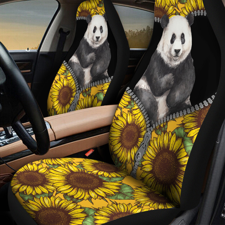Panda Zipper Front Sunflower Yellow And Black Car Seat Cover