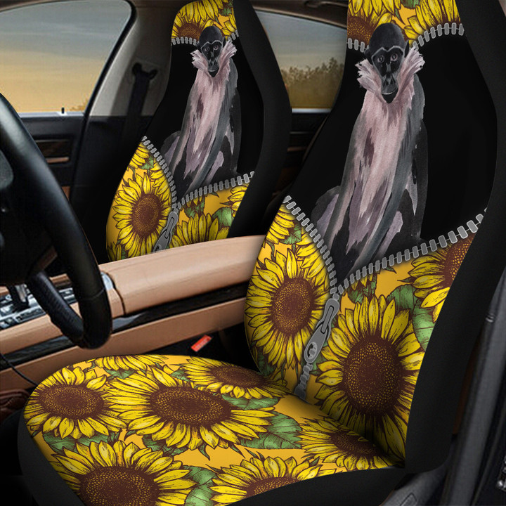 Monkey Zipper Front Sunflower Yellow And Black Car Seat Cover