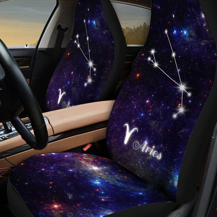 Aries Zodiac Constellation Purple Galaxy Car Seat Cover