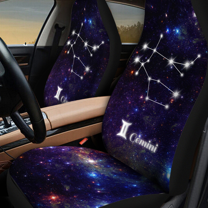 Gemini Zodiac Constellation Purple Galaxy Car Seat Cover