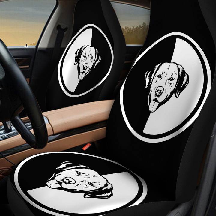 Labrador Circle Shapes In Black And White Background Car Seat Covers