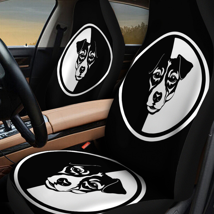 Jack Russel Circle Shapes In Black And White Background Car Seat Covers