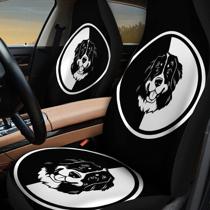 Bernese Mountain Circle Shapes In Black And White Background Car Seat Covers