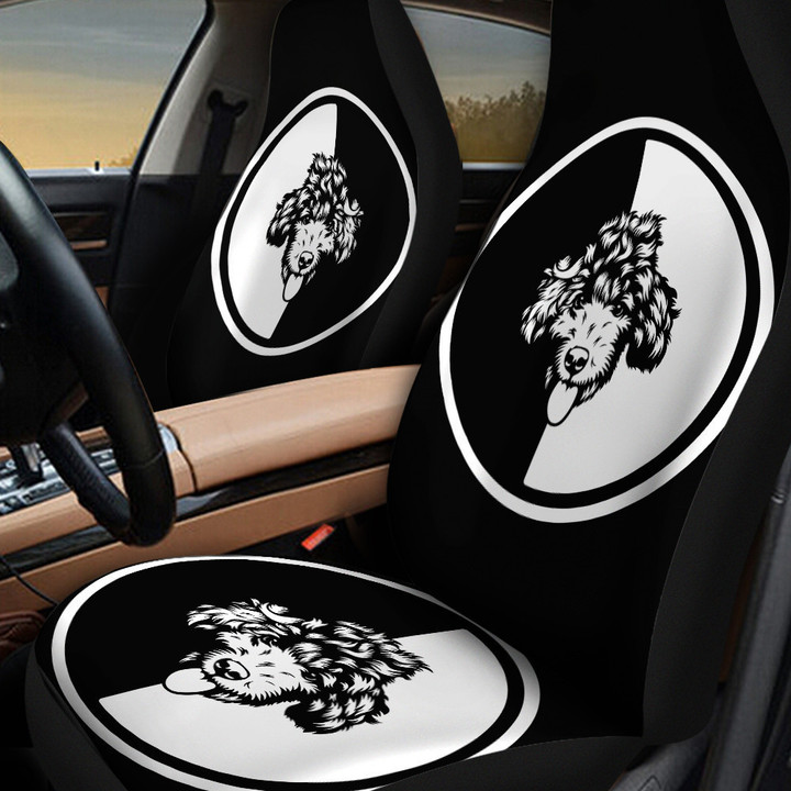 Toy Poodle Circle Shapes In Black And White Background Car Seat Covers