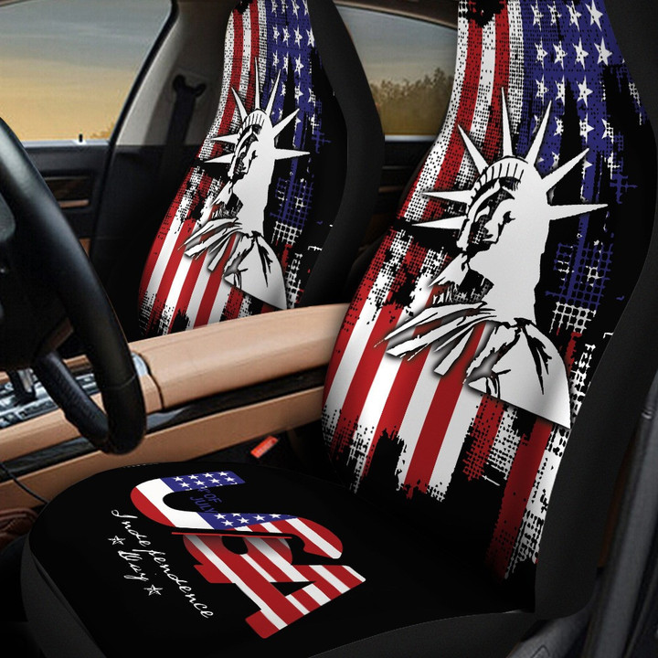Statue Of Liberty Art American Flag Background Car Seat Covers