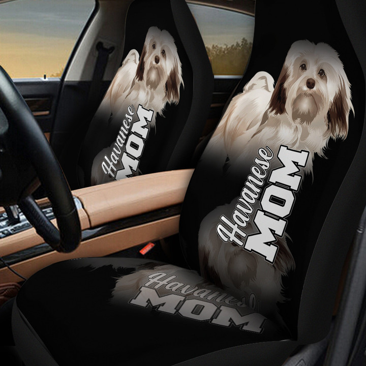 Havanese Mom In Black Background Car Seat Covers