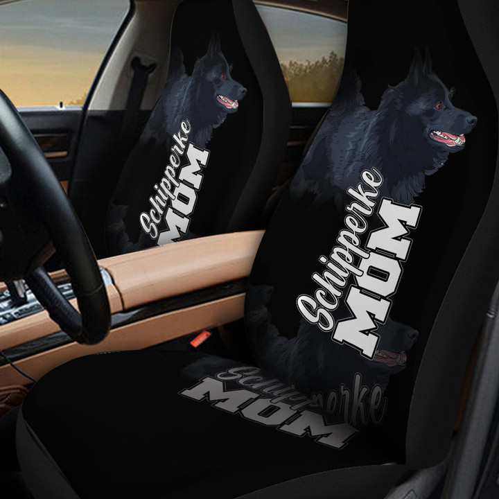 Schipperke Mom In Black Background Car Seat Covers
