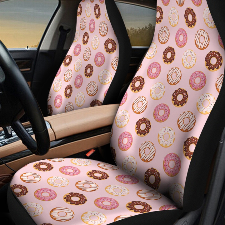 Doughnuts Seamless Pattern Popular Food Pink Car Seat Covers