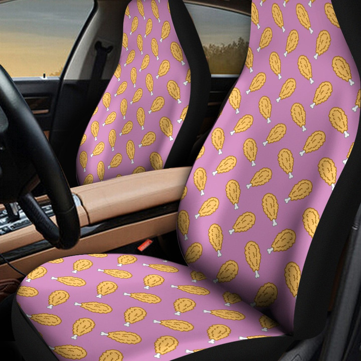 Chicken Nuggets Seamless Pattern Popular Food Purple Car Seat Covers