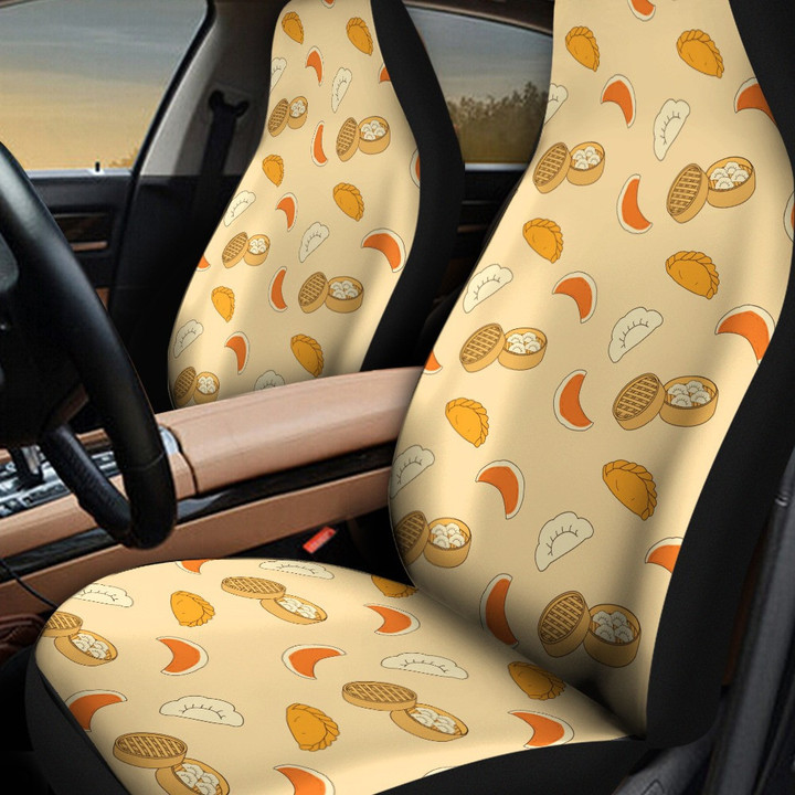 Gyoza Seamless Pattern Popular Food Light Orange Car Seat Covers