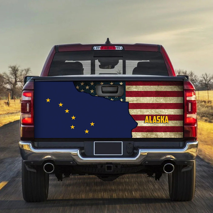 Alaska Flag Mix American Flag Truck Tailgate Decal Car Back Sticker