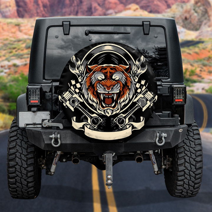 Tiger Head Angry Car Engine Spare Tire Cover