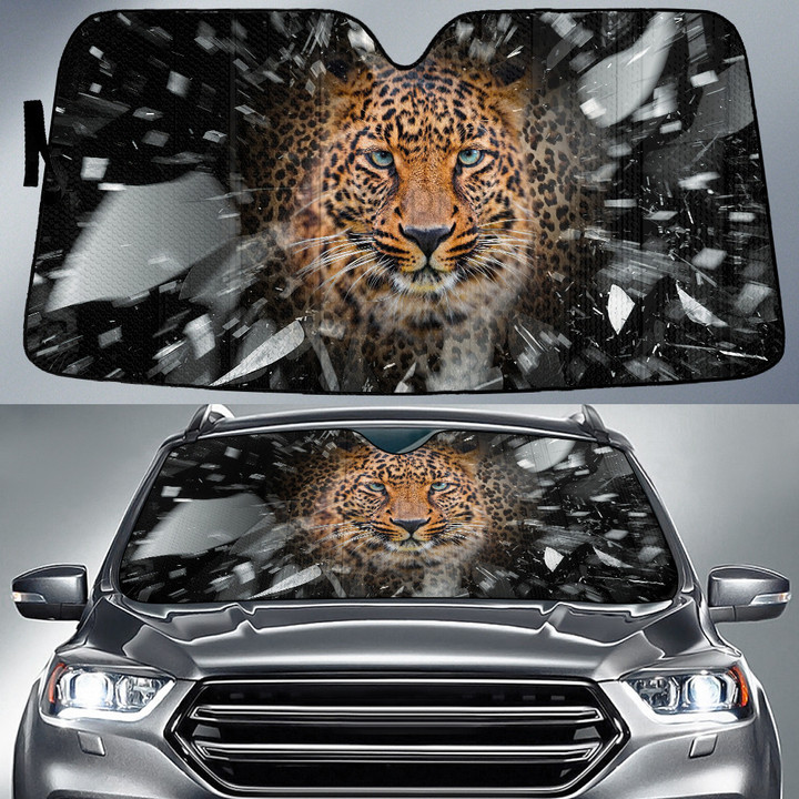 Leopard Broken Glass Car Sun Shades Cover
